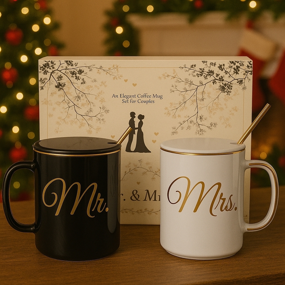 Gifffted Mr. and Mrs. Luxurious Gift Box - Coffee Mug Set for Couples